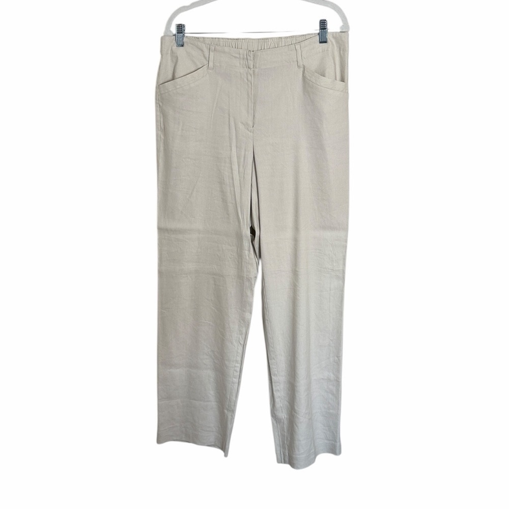 NWT J Jill Cream Pull On Linen Blend Pants Size 12